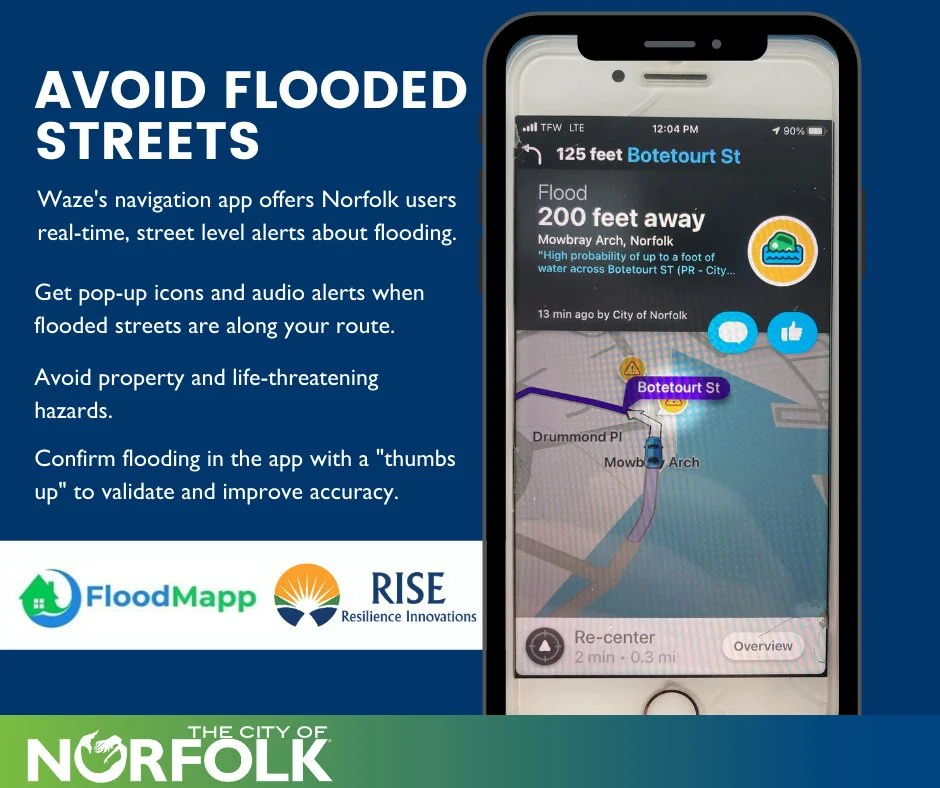 Norfolk conseille aux citoyens de recevoir des alertes d'inondation sur l'application Waze