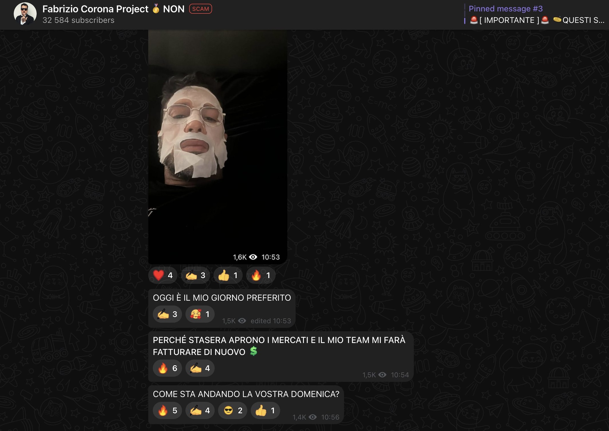 Corona s'échappe du Projet Corona : "Je prends mes distances, je rembourse ceux qui se plaignent". Mais quelque chose cloche 3 TELEGRAM | Une capture d'écran du groupe Fabrizio Corona Project