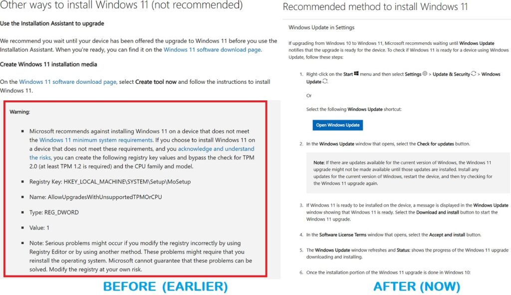 Microsoft refuse catégoriquement d'installer Windows 11 sur des PC non compatibles 3 Windows 11 Microsoft PCs suportados requisitos