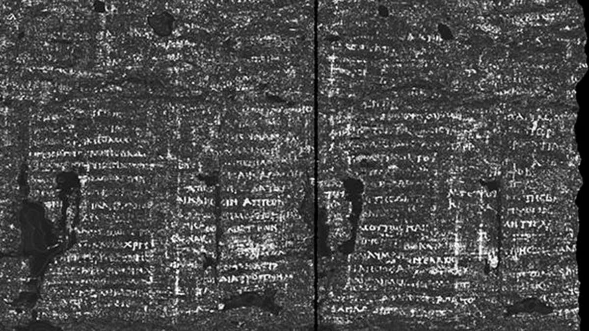 Un nouveau papyrus d'Herculanum carbonisé lors de l'éruption du Vésuve va être déchiffré grâce à l'IA 2 Le papyrus d'Herculanum PHerc. 172, l'un des trois papyrus conservés à la bibliothèque Bodléienne de l'Université d'Oxford, qui va être lu avec l'IA / Crédit : Vesuvius Challenge