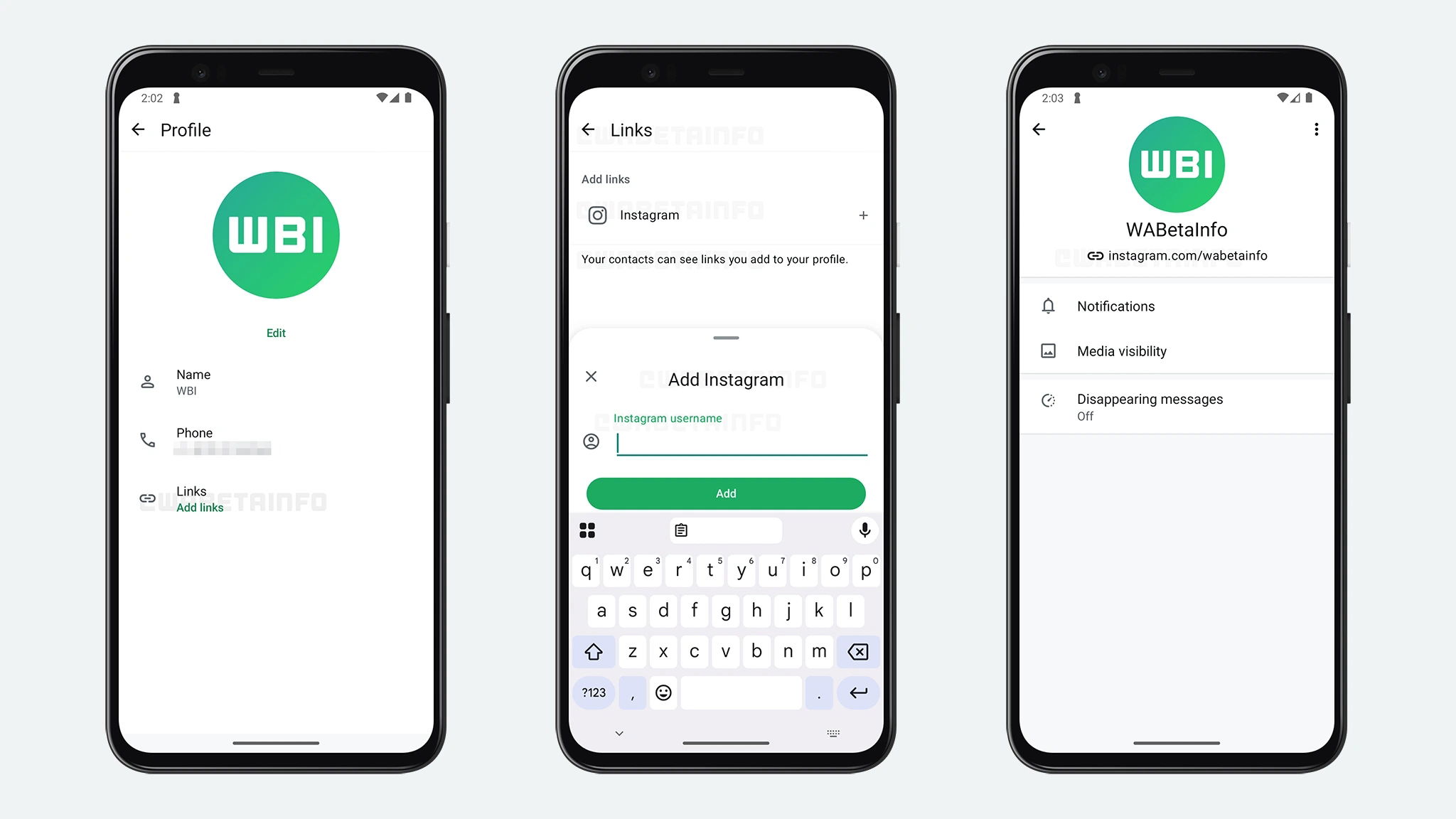 WhatsApp affichera des liens vers vos profils sur d'autres réseaux sociaux