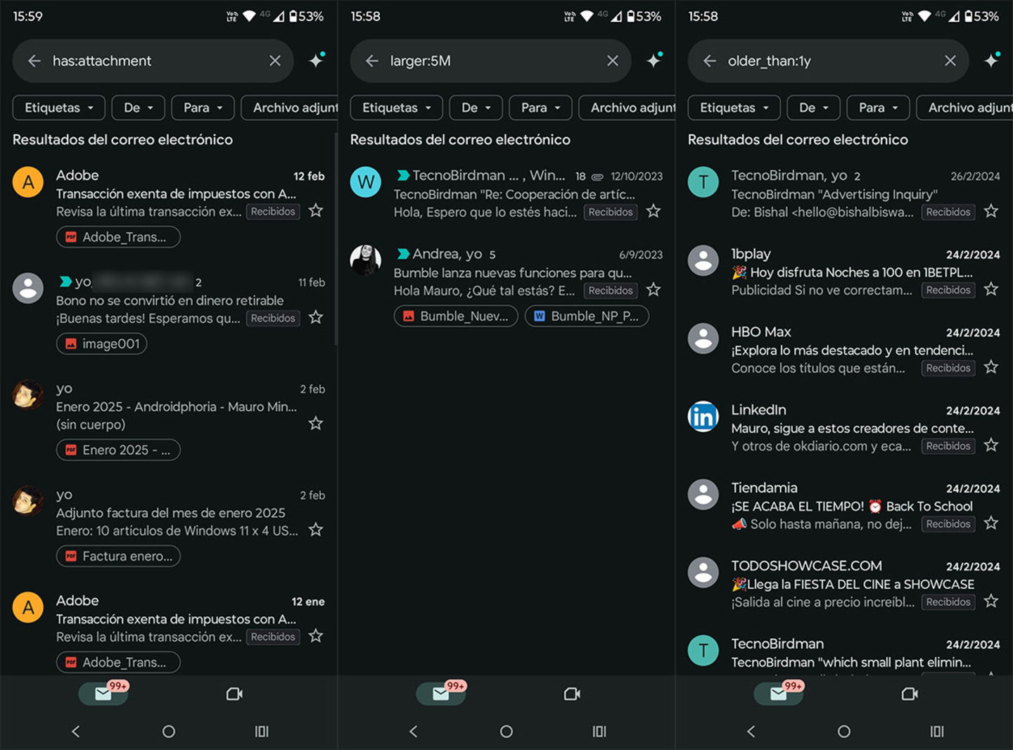 Comment nettoyer votre Gmail depuis votre mobile en 2025 : guide complet 4 Utilisez des filtres de recherche avancée