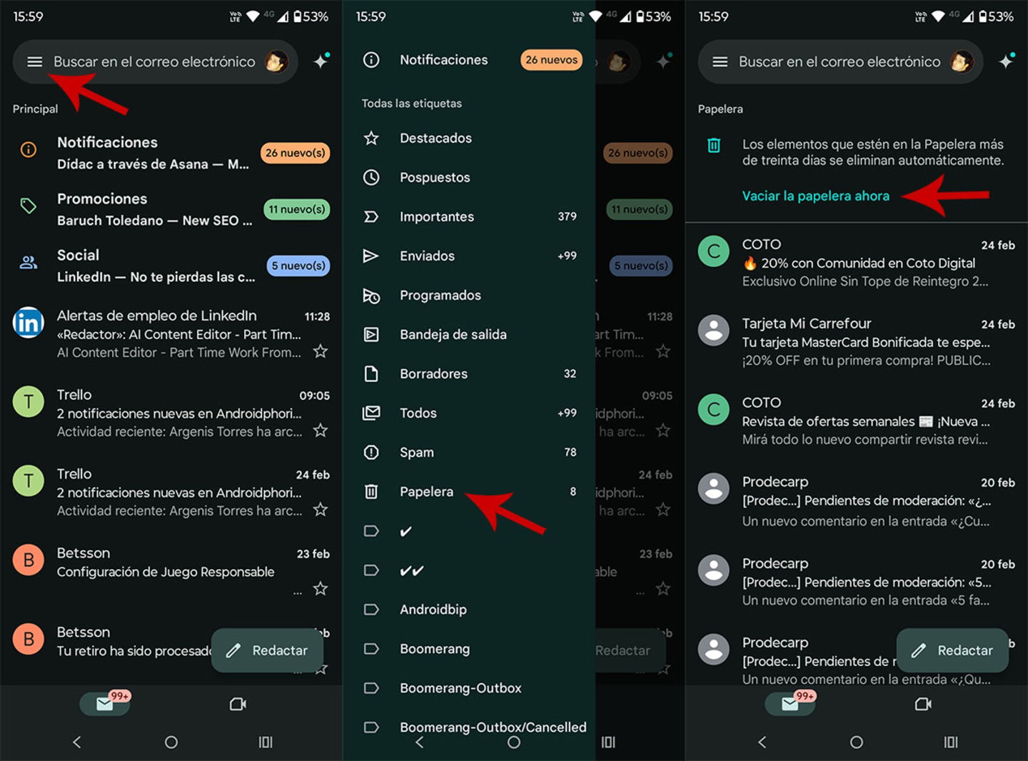 Comment nettoyer votre Gmail depuis votre mobile en 2025 : guide complet 5 N'oubliez pas de vider la corbeille et le dossier de spam