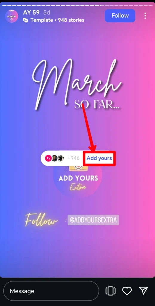 Comment tirer parti des modèles d'histoires 'Mars jusqu'à présent' et 'Décharge de Mars' sur Instagram 3 modèle Mars jusqu'à présent sur la page