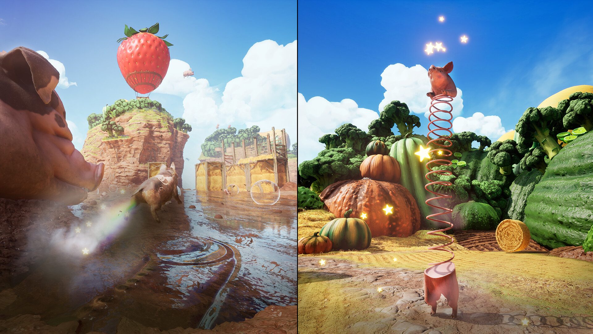 Test émotionnel de Split Fiction : le jeu vidéo que tu ne pourras jamais terminer seul 5 SPLIT FICTION | Dans le jeu, il arrivera de voir Mio et Zoe transformées en créatures fantastiques : dans ce cas, ce sont deux petits cochons magiques.