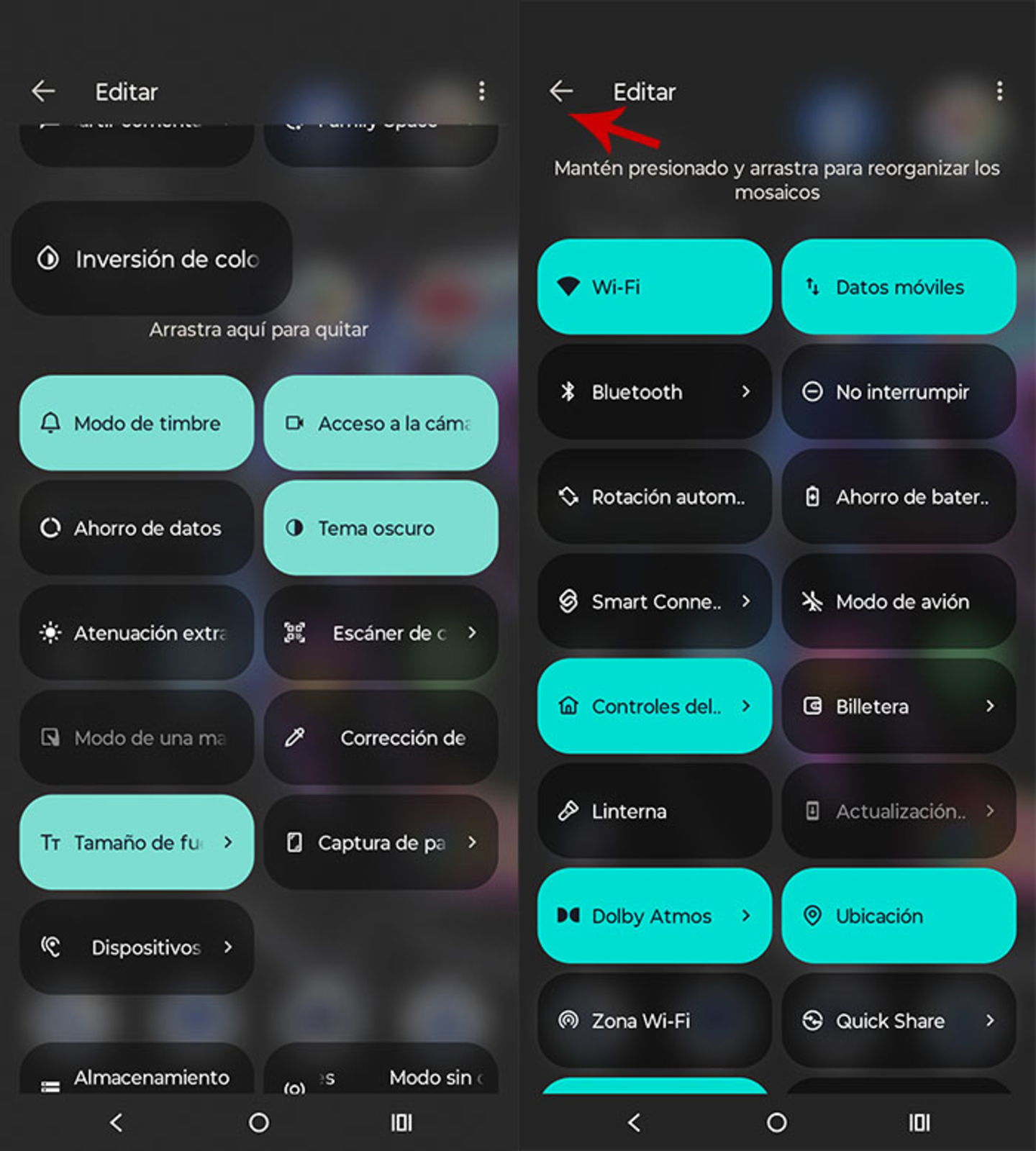 Enregistrer les modifications du centre de contrôle Android