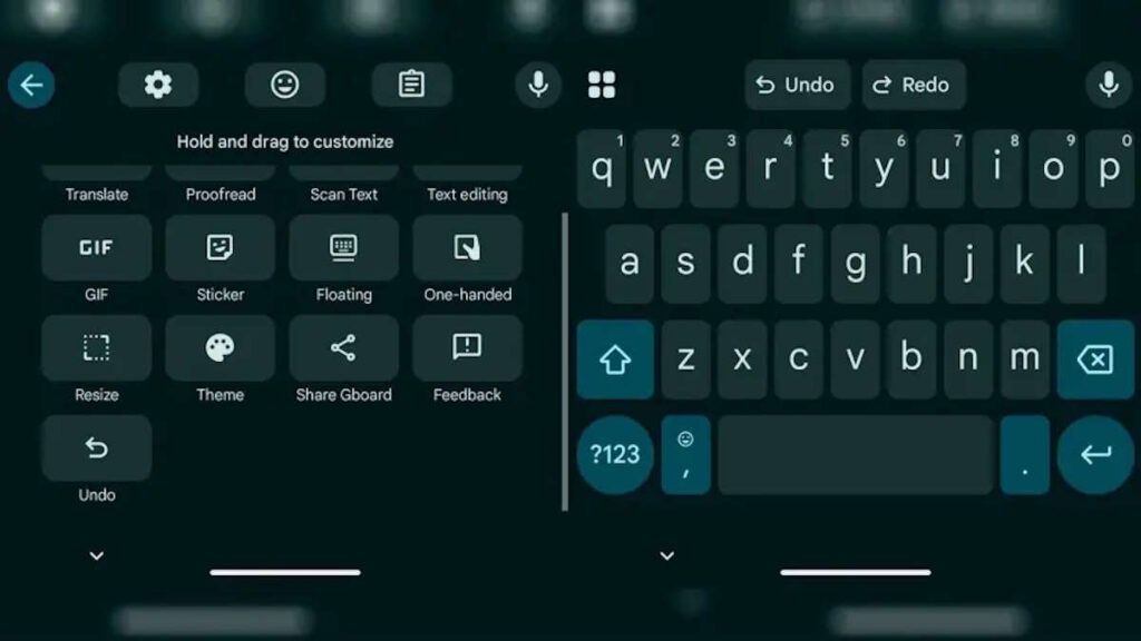 GBoard teclado undo redo Android
