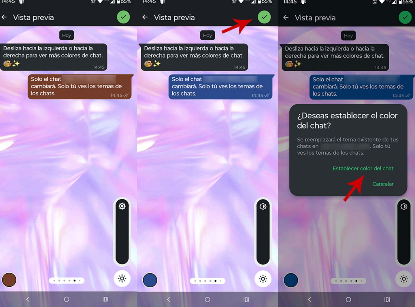Changer la couleur du chat de WhatsApp