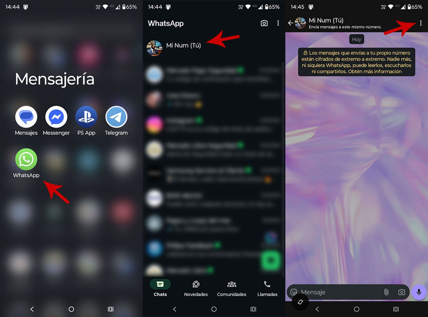 Voir les réglages d'un chat de WhatsApp