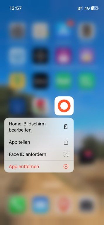 Demander Face ID Menu contextuel