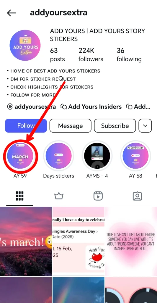 Comment tirer parti des modèles d'histoires 'Mars jusqu'à présent' et 'Décharge de Mars' sur Instagram 2 capture d'écran du profil addyoursextra