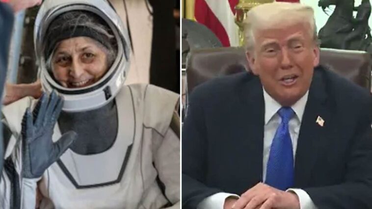 Donald Trump interrogé sur le remboursement des astronautes "bloqués" : sa réponse qui fait débat 1 Sunita Williams (a sinistra), l'astronauta rimasta bloccata 9 mesi sulla Stazione Spaziale Internazionale insieme a Butch Wilmor. A destra, il presidente Donald Trump risponde sul loro possibile rimborso per gli straordinari / Credit X.com