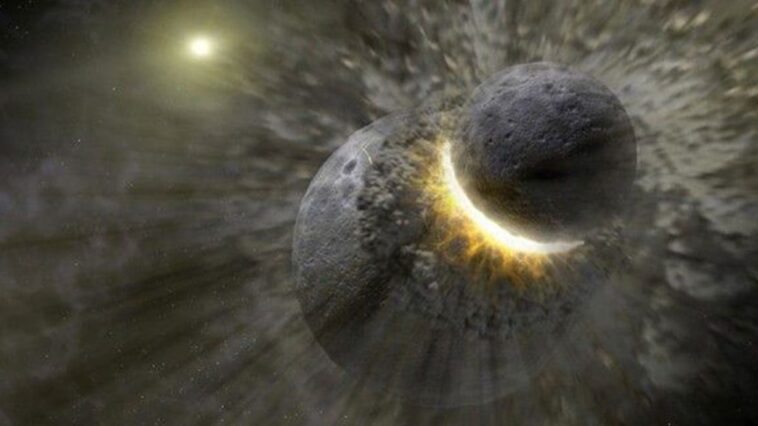 La Lune est née d'un fragment de Terre projeté par un impact gigantesque : de nouvelles preuves éclairent sa formation 1 NASA | Illustrazione della formazione della Luna secondo l'ipotesi dell'impatto gigante: un protopianeta, chiamato Theia, si sarebbe scontrato con la Terra primordiale, lanciando nello spazio abbastanza materiale da permettere la formazione della Luna