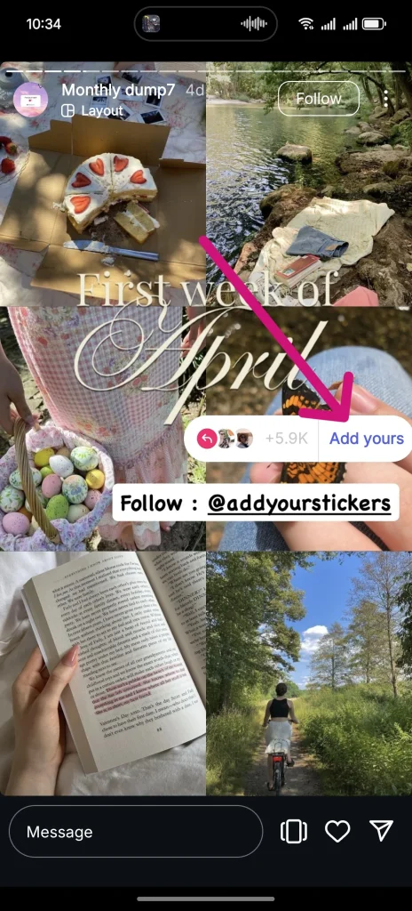 Comment tirer parti des modèles de stories 'Avril jusqu'à présent' et autres 'Décharge d'Avril' sur Instagram 4 cliquer sur ajouter le vôtre pour ajouter une histoire