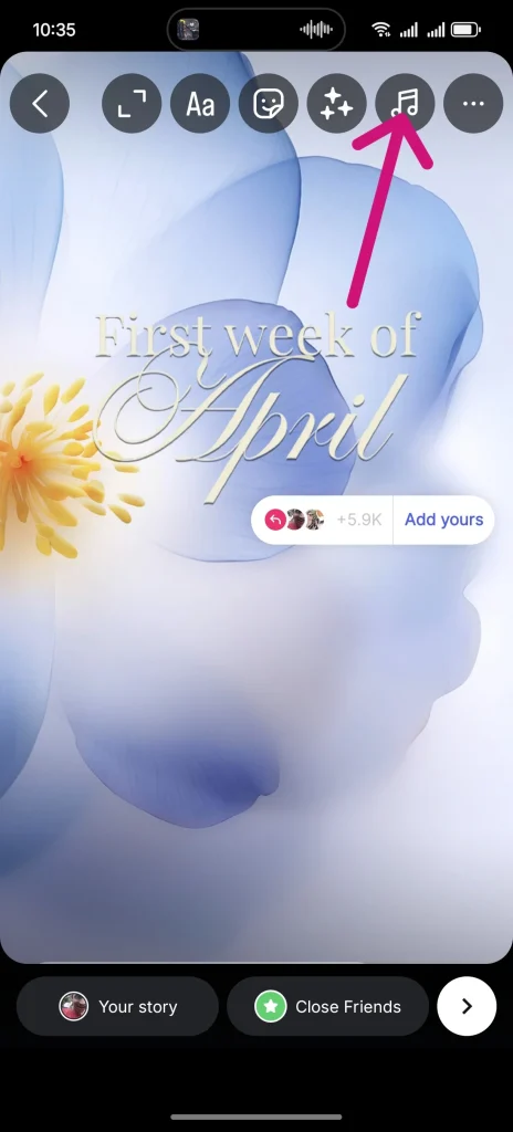 Comment tirer parti des modèles de stories 'Avril jusqu'à présent' et autres 'Décharge d'Avril' sur Instagram 6 ajouter de la musique au modèle d'histoire