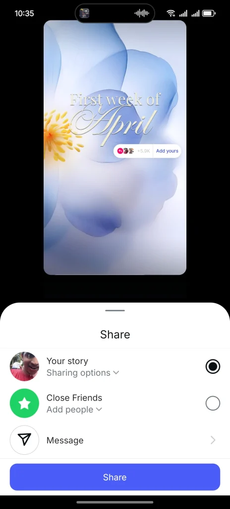 Comment tirer parti des modèles de stories 'Avril jusqu'à présent' et autres 'Décharge d'Avril' sur Instagram 7 partager l'histoire