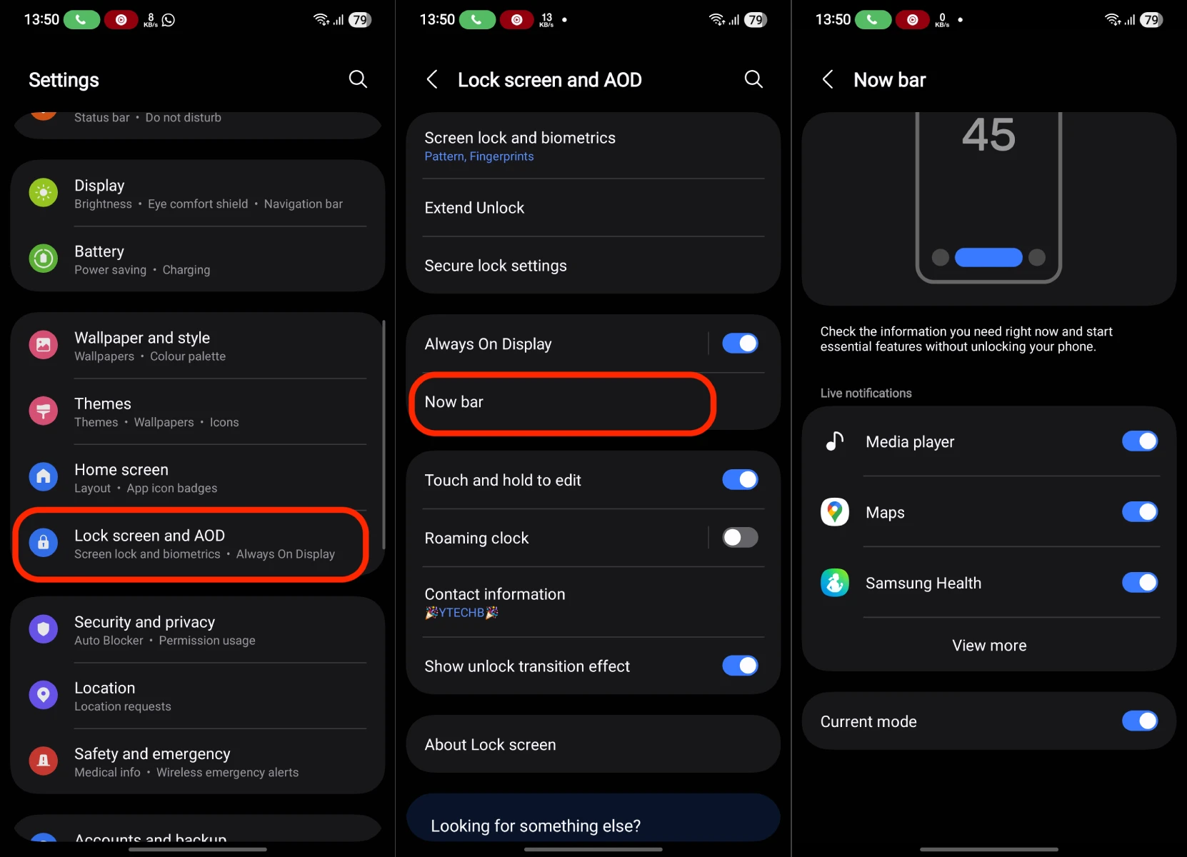 La barre Now sur One UI 7 : Découvrez son fonctionnement et les applications compatibles ! 3 Activer Now Bar One UI 7