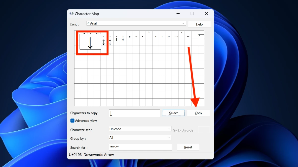 Comment taper la flèche vers le bas (↓) sur PC et mobile 3 Type Down Arrow ↓ Windows
