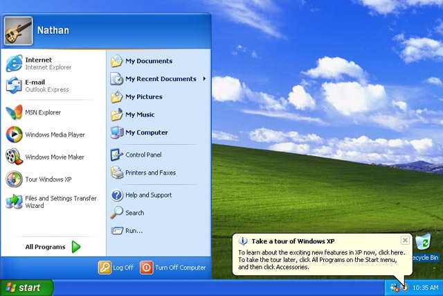 Cette mise à jour de Windows 11 rend le menu Démarrer beaucoup plus attrayant et fonctionnel ! 2 Écran d'accueil de Windows XP avec le menu Démarrer ouvert.