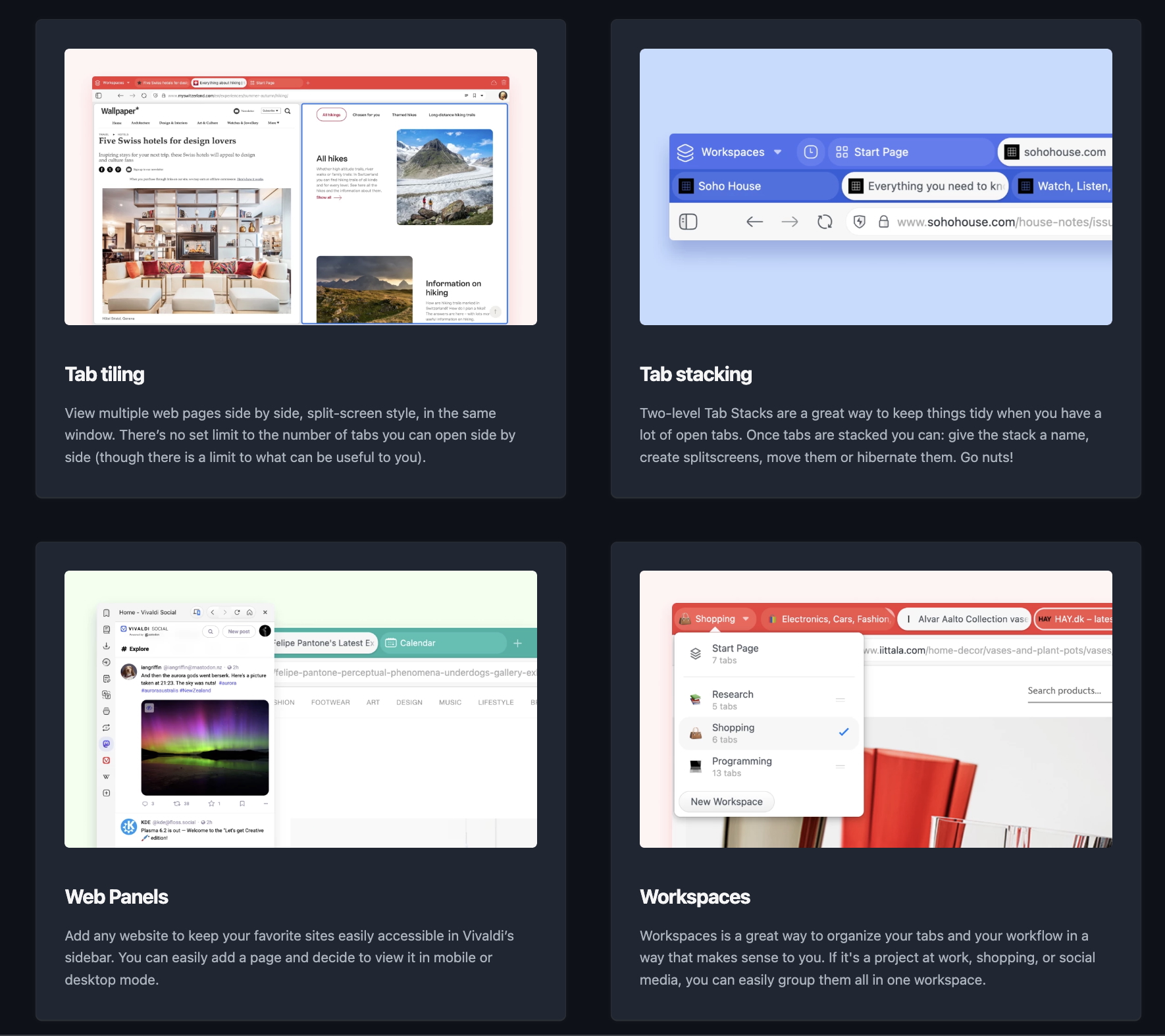 J'ai abandonné Chrome pour le navigateur Vivaldi, et c'est génial ! 2 Pages de fonctionnalités du site Web de Vivaldi.