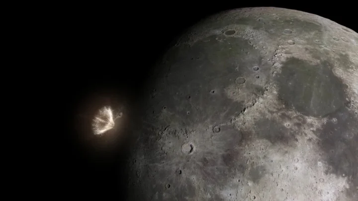 L'astéroïde 2024 YR4 peut-il bouleverser l'orbite de la Lune ? 2 Image illustrative d'un astéroïde frappant la Lune