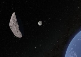 Frammento di un render 3D dell'asteroide 2024 YR4 in direzione della Luna. Credit:NOIRLab/NSF/AURA/R. Proctor