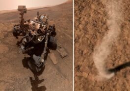 Le rover Perseverance de la NASA (à gauche) a observé pour la première fois ce qui se passe lorsqu'un diable de poussière entre en collision avec un autre vortex / Crédit : NASA/JPL-Caltech