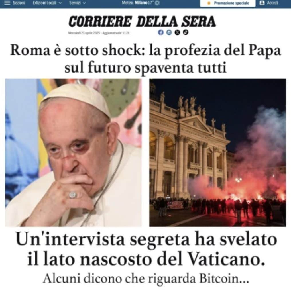 Le Pape François a laissé un message secret : découvrez comment fonctionne l'escroquerie du Vatican 3 FACEBOOK | Posts frauduleux sur le Pape François