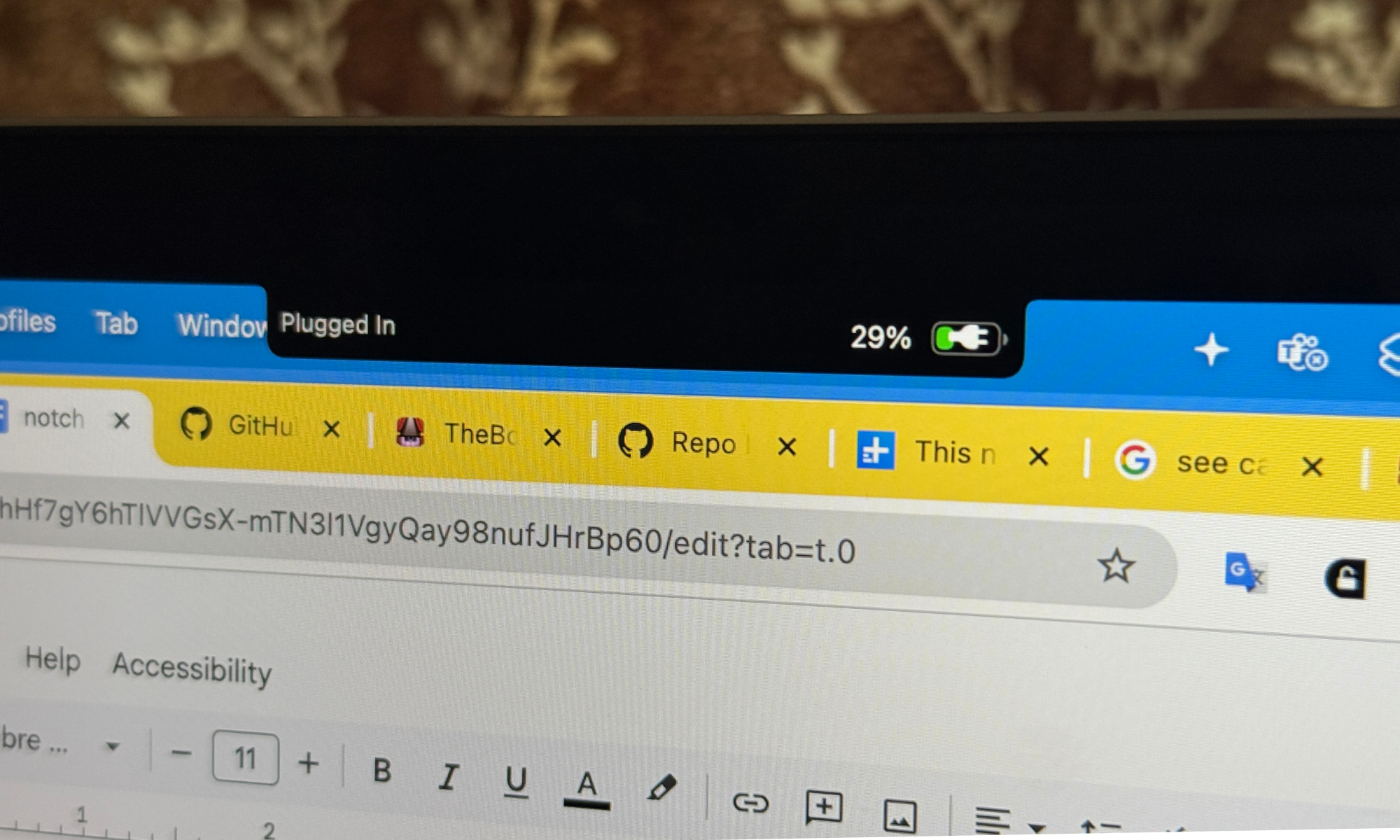 Indicateur de charge dans l'application Boring Notch.