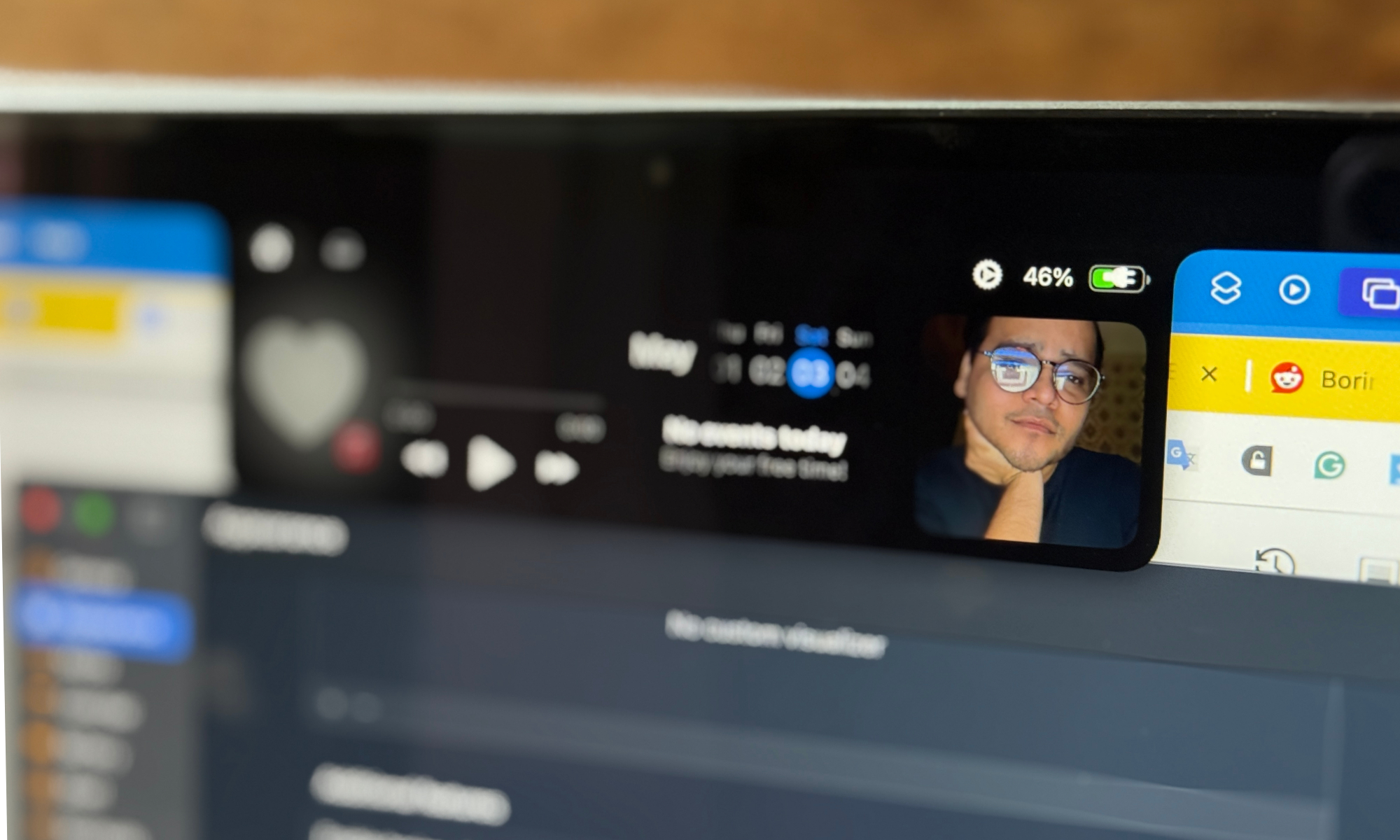 Aperçu de la caméra dans l'application Boring Notch.