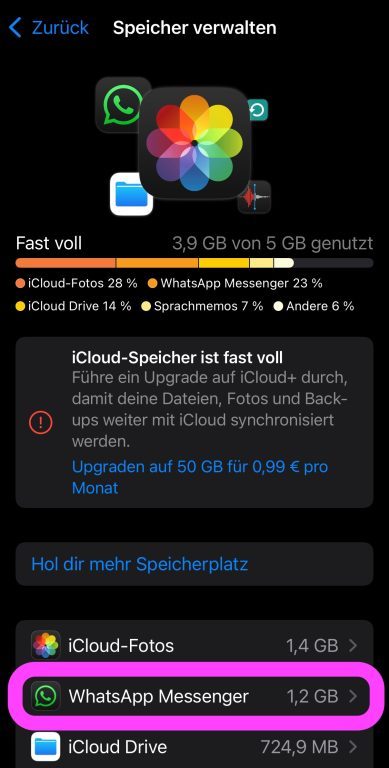 WhatsApp encombre ton iCloud ? Voici comment faire le ménage 4 Screenshot