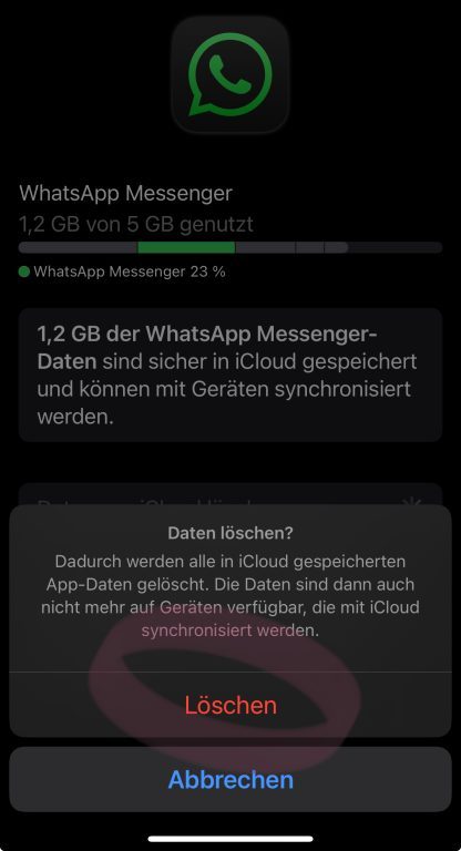 WhatsApp encombre ton iCloud ? Voici comment faire le ménage 16 WhatsApp Daten aus iCloud loeschen besta tigen