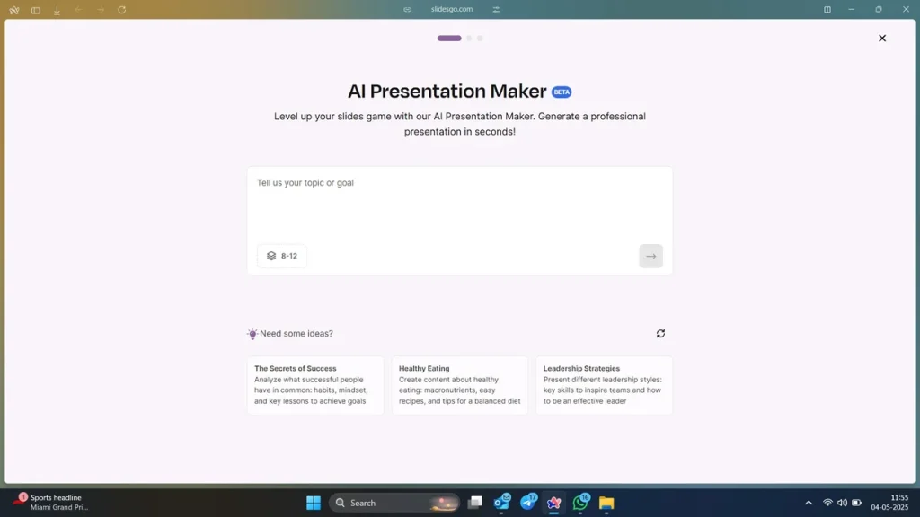 Les 5 Meilleurs Outils d'IA pour Créer des Présentations Impactantes 8 slidesgo AI presentation maker