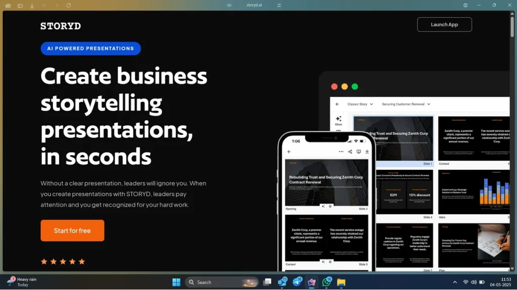 Les 5 Meilleurs Outils d'IA pour Créer des Présentations Impactantes 10 storyd presentation maker