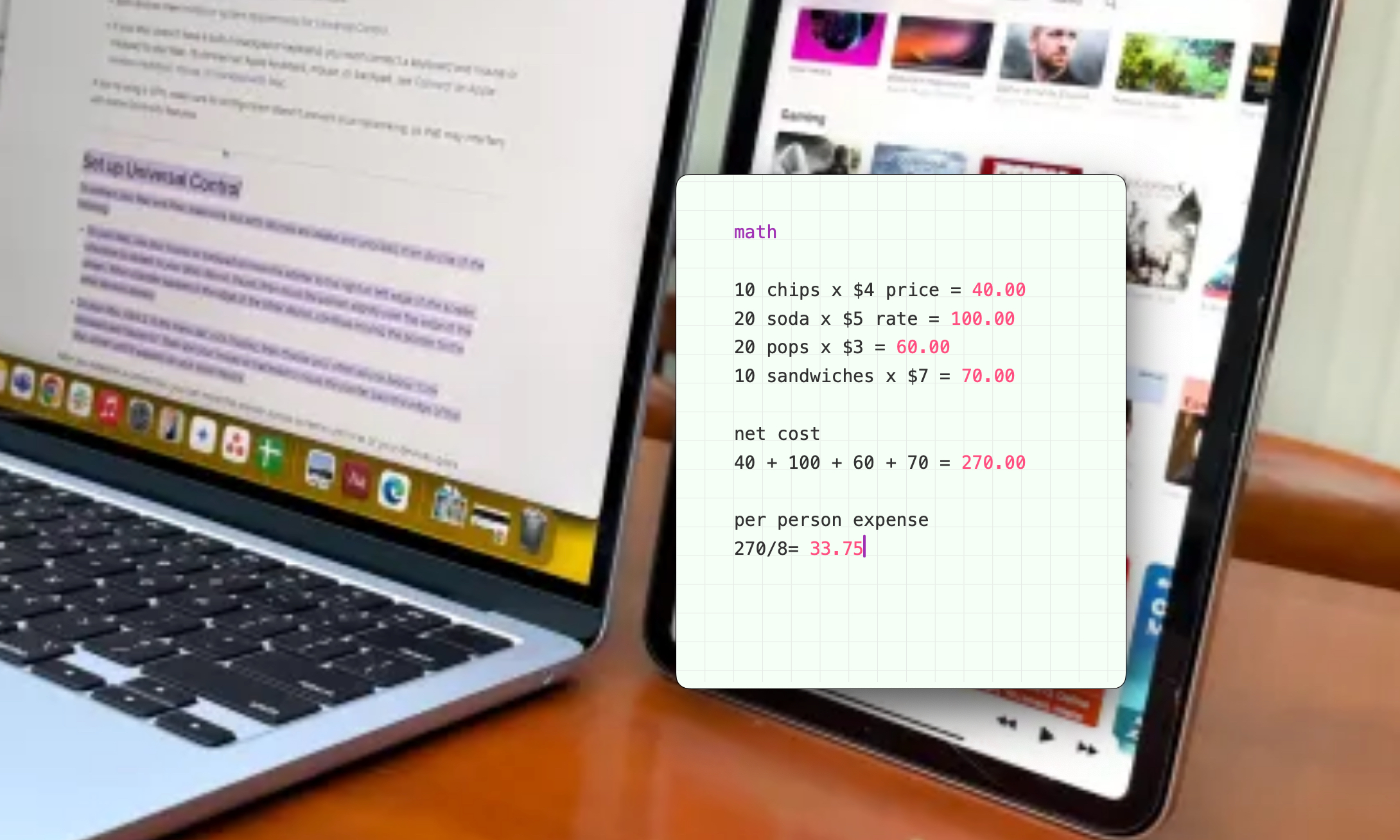 Effectuer des calculs dans l'application Antinote pour macOS.