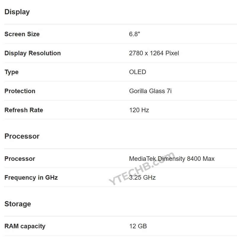 EXCLUSIF – Fuite des caractéristiques complètes et des prix du realme GT 7 et GT 7T 4 Realme GT 7T Specs