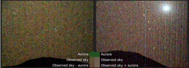 Pour la première fois, une aurore visible a été observée dans le ciel de Mars : elle est verte comme sur Terre 3 La debole immagine dell'aurora su Marte catturata dal rover Perseverance. Credit: Knutsen et al