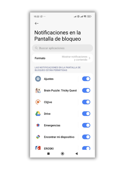 ajustements notifications écran de verrouillage