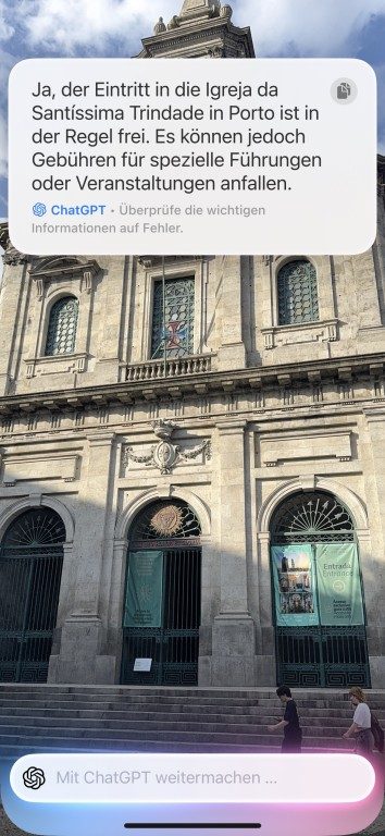 L'intelligence visuelle sur iPhone : à la fois brillante et légèrement superflue 13 Avec l'intelligence visuelle, vous pouvez interroger ChatGPT sur l'environnement.