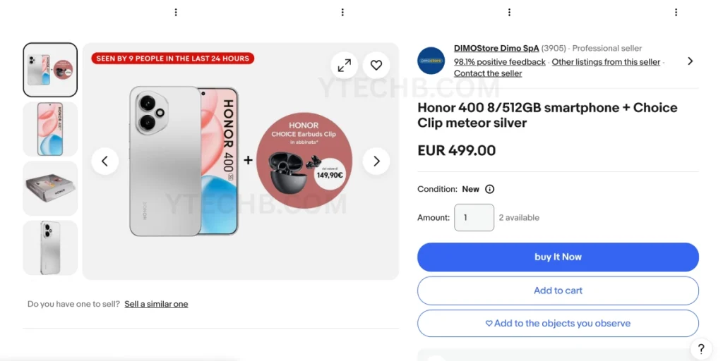 L'Honor 400/Pro déjà disponible sur plusieurs boutiques avant même son lancement officiel 2 Honor 400 Pro listing at ebay