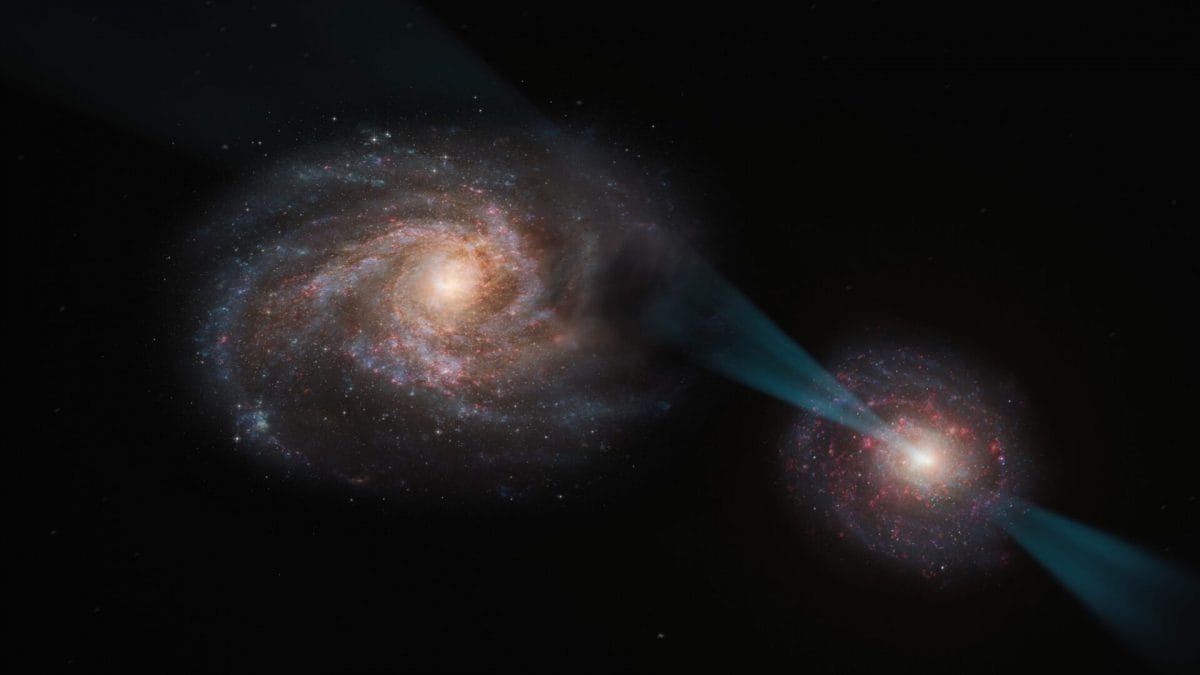 La guerre entre les galaxies étonne les scientifiques : "Jamais vu quelque chose de pareil" 2 Illustration de la guerre entre galeries qui fait rage dans l'espace profond / Crédit : ESO