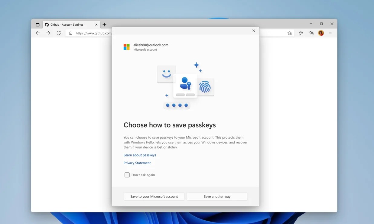 Les comptes Microsoft vous inciteront à abandonner les mots de passe au profit d'une clé de sécurité 2 Application Passkey redessinée sous Windows 11.