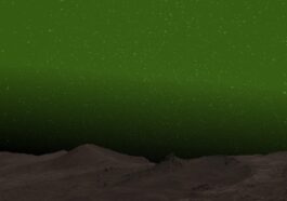 Aurora verte su Marte, illustrazione di un artista. Credit: (NASA/JPL-Caltech/Cornell Univ./Arizona State Univ.– EW Knutsen)