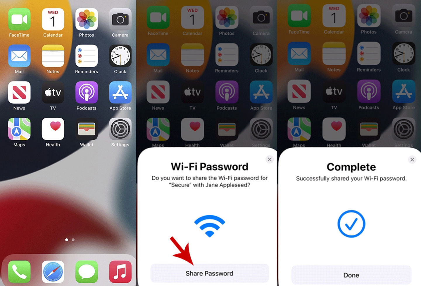 Partager le mot de passe de réseau WiFi sur iOS