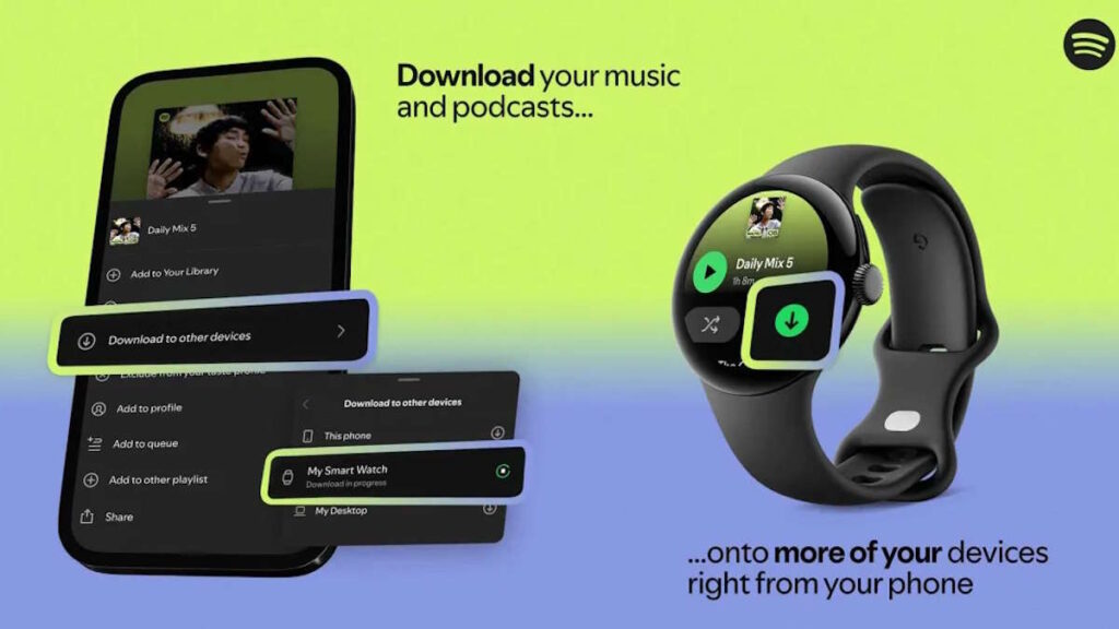 Spotify : téléchargez désormais vos playlists à distance sur vos appareils secondaires 3 Spotify playlists dispositifs smartwatches