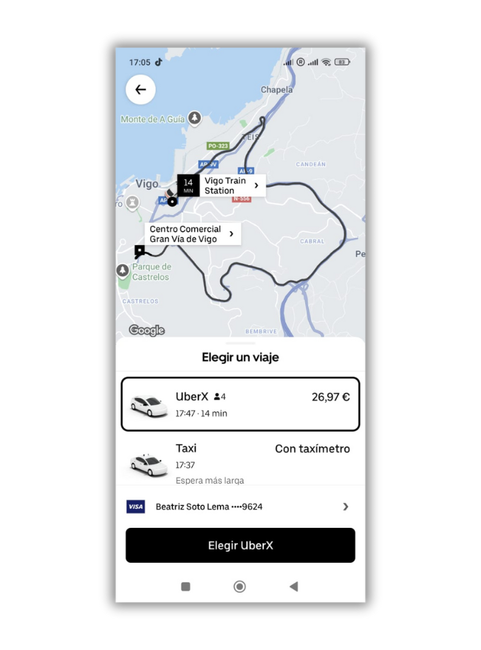 demande de trajet uber vigo galice