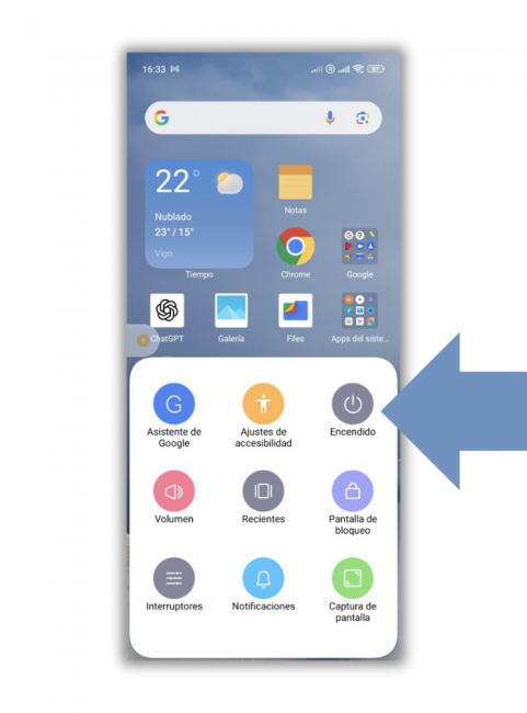 Comment éteindre un mobile Xiaomi lorsque les boutons ne fonctionnent pas 5 allumage xiaomi menu d'accessibilité