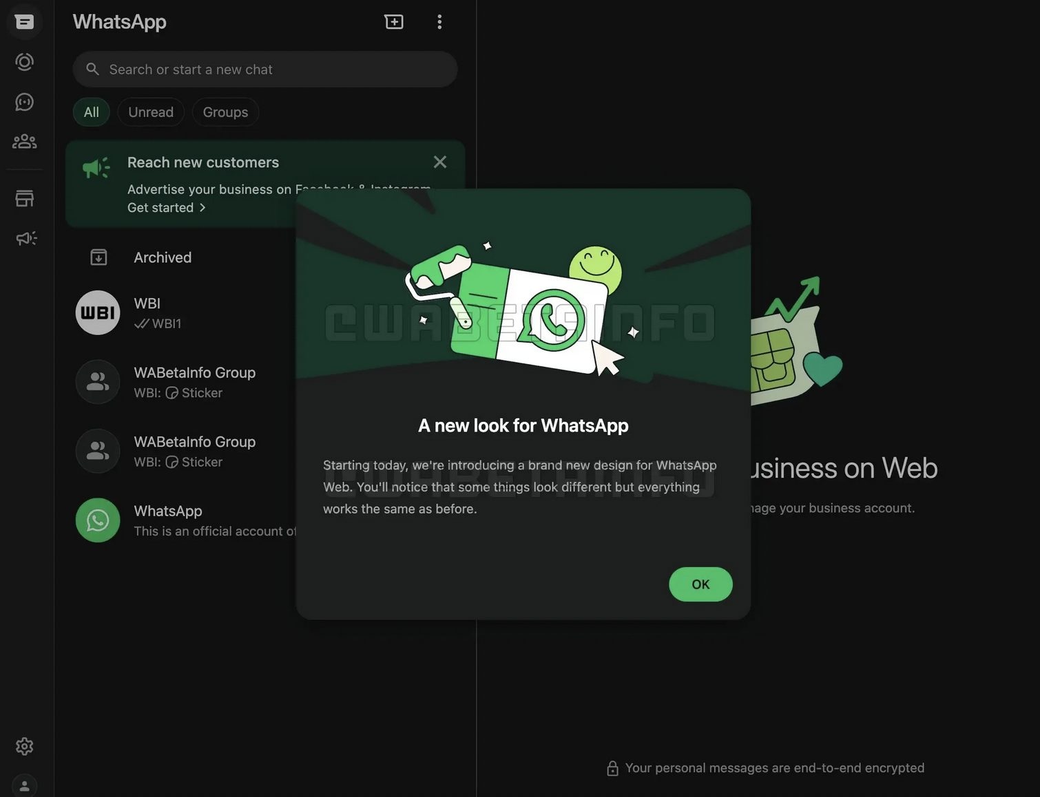 WhatsApp Web a changé : découvrez pourquoi il vous semble différent dès aujourd'hui 3 WABETAINFO | Le message sur WhatsApp Web