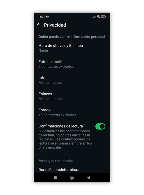 Ce truc de WhatsApp garantit votre vie privée 4 Capture des paramètres de confidentialité de WhatsApp