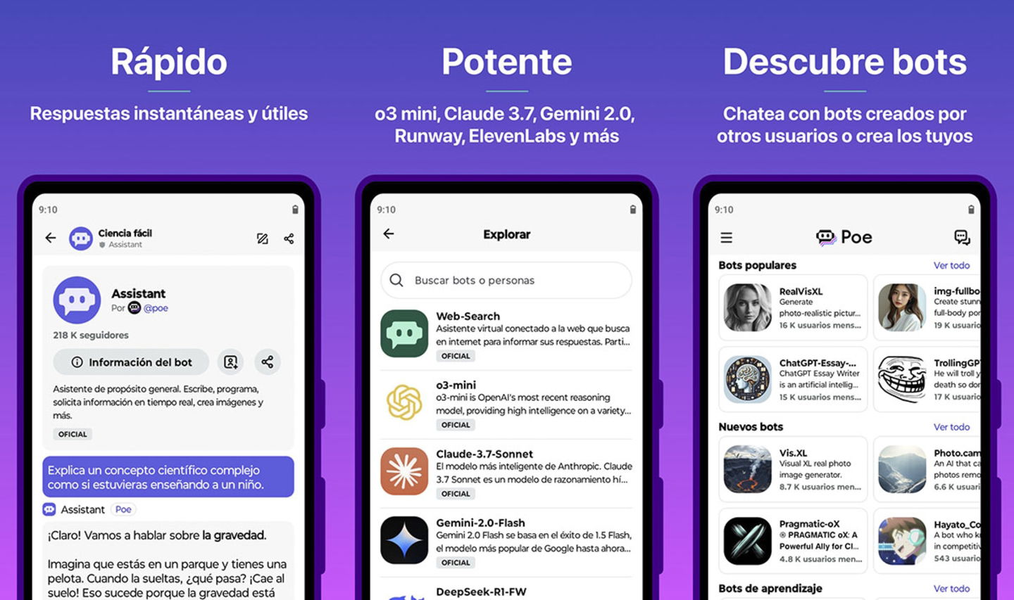 Les 10 meilleures applis d'intelligence artificielle sur Android à découvrir absolument 8 Poe Android
